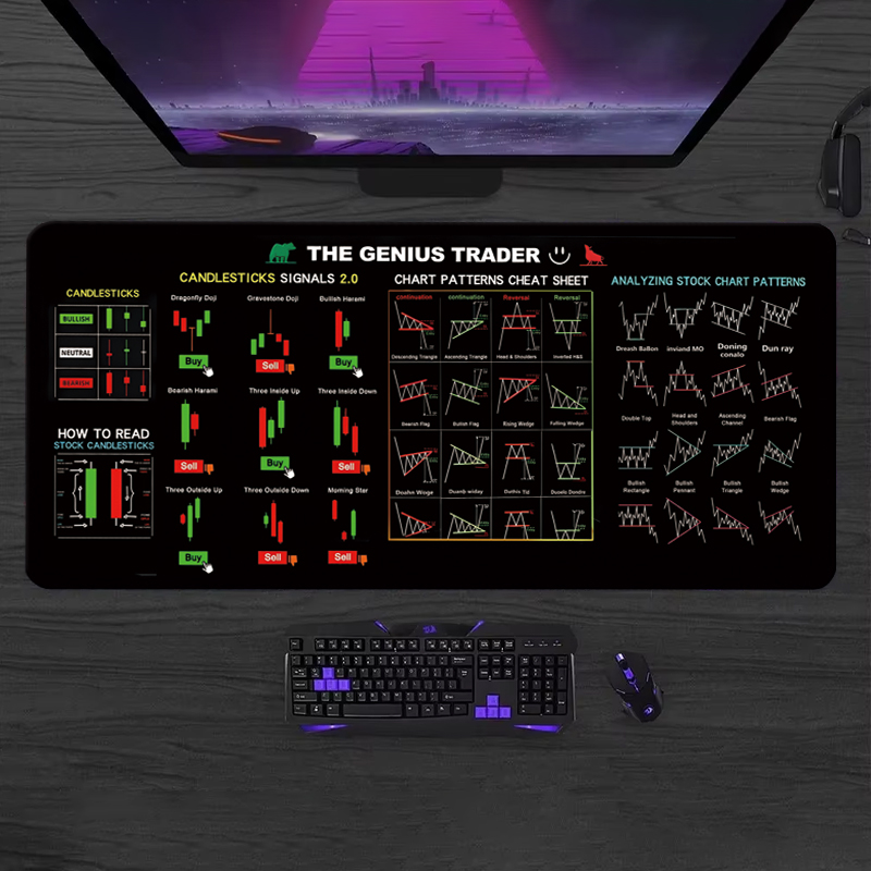 Desk Setup Rug - EXCO 주식 시장 거래자 가죽 마우스