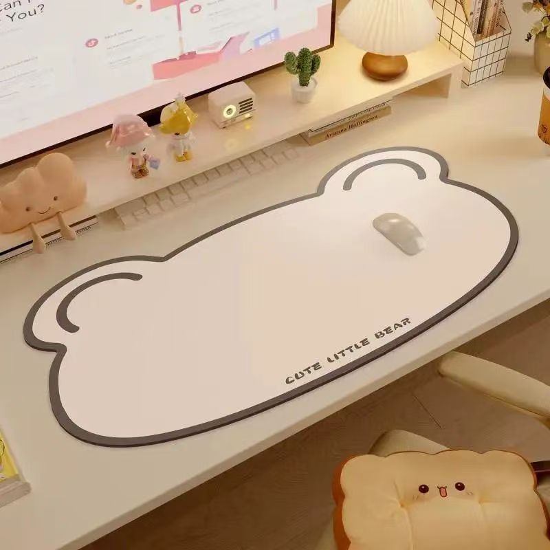 Yellow Desk Setup - 만화 일러스트 마우스 패드 대형 귀여운