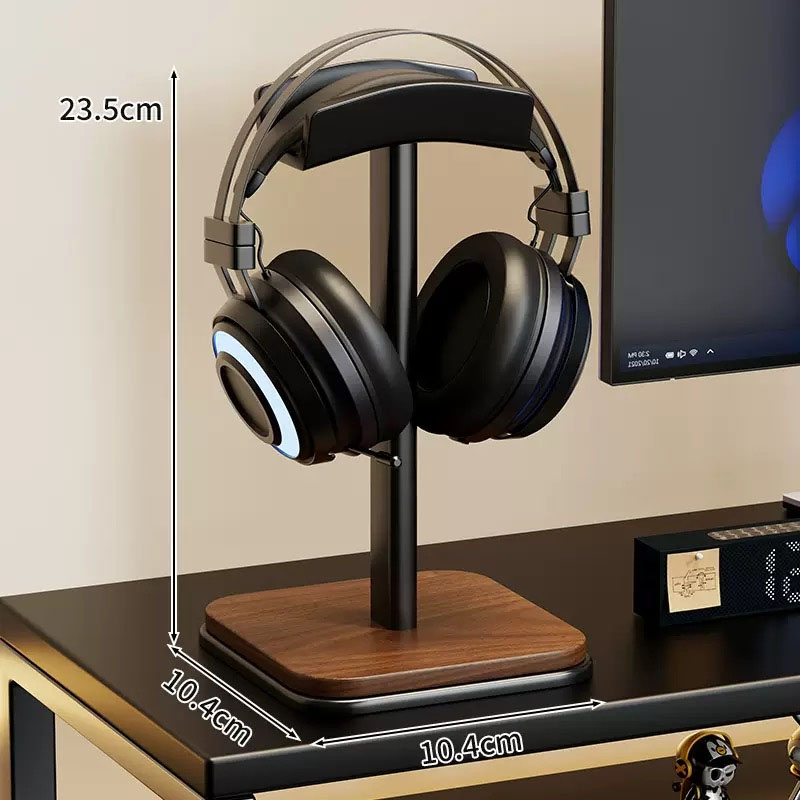 Desk Setup Wood - 유니버설 헤드폰 스탠드 리얼 우드+메탈 게이밍