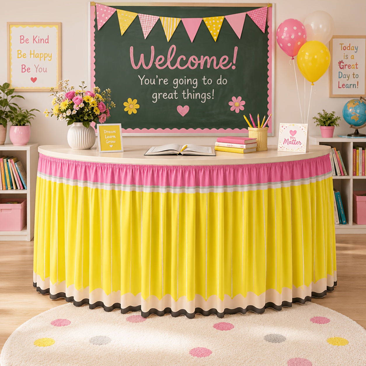 Yellow Desk Setup - 1PC Ba To School 연필 테이블