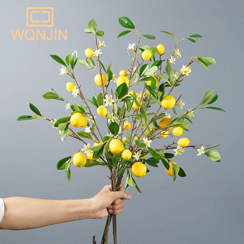 Desk Setup Photo - 과일 시뮬레이션 레몬 가지, 녹색 식물,