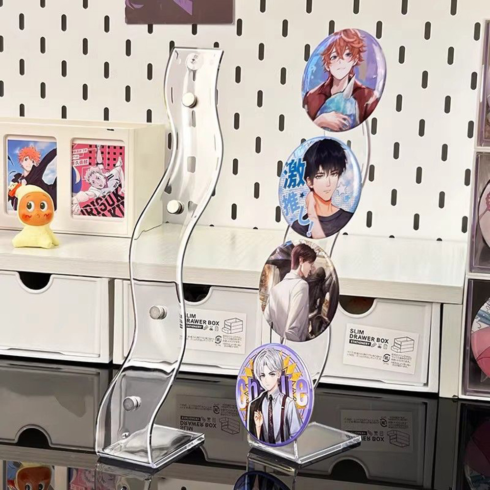 투명한 자석 웨이브 아크릴 스탠드 창의적인 배지 사진  - Desk Setup Photo 리뷰 및 가격