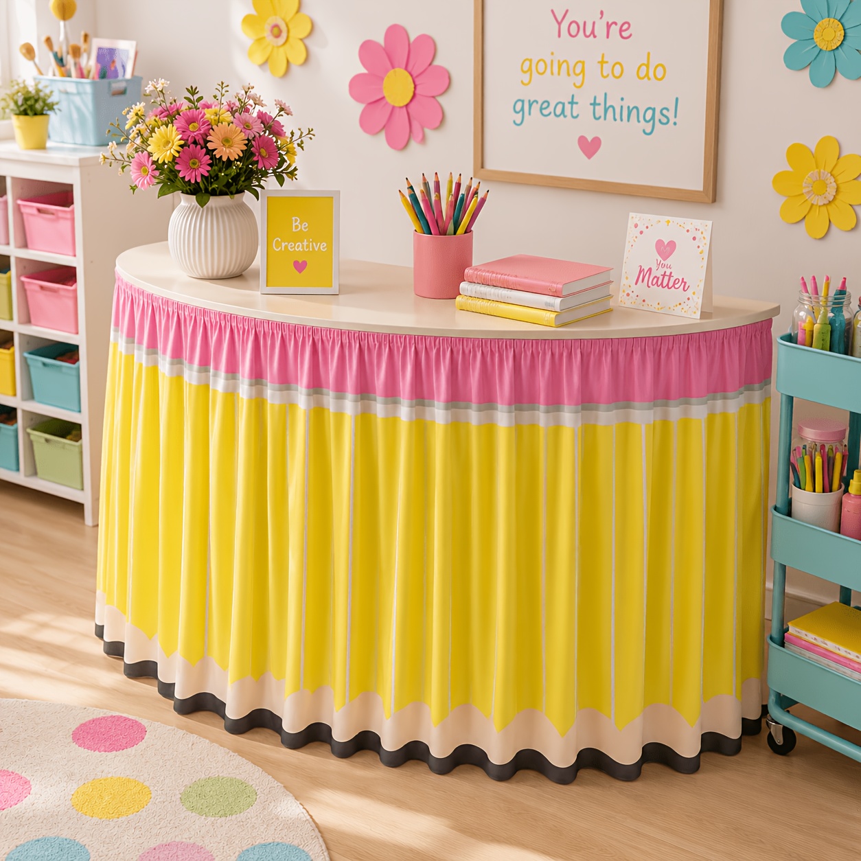 1PC Ba To School 연필 테이블 스커트, 학 - Yellow Desk Setup 리뷰 및 가격