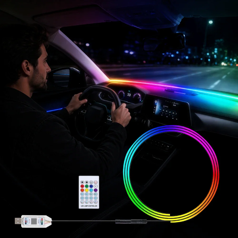 자동차 앞유리 앰비언트 라이트 스트립 59인치 RGB  - Ambient Light Bar Usb 리뷰 및 가격