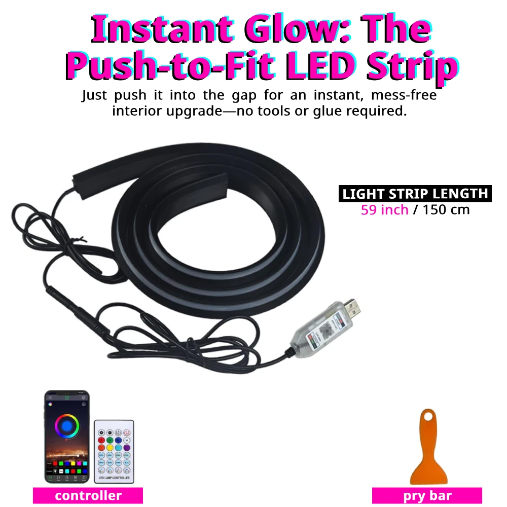 자동차 앞유리 앰비언트 라이트 스트립 59인치 RGB  - Ambient Light Bar Usb 리뷰 및 가격