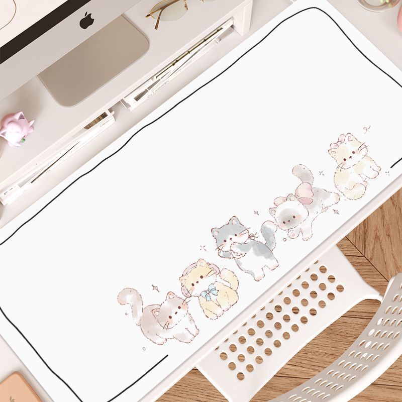 핑크 카와이 고양이 가죽 책상 패드 보호대 미끄럼 방지 - Yellow Desk Setup 리뷰 및 가격