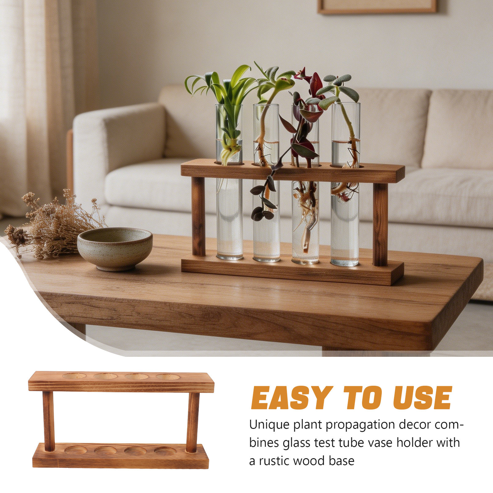 유리 시험관 화병 홀더가 있는 나무 식물 번식 스테이션 - Desk Setup Wood 리뷰 및 가격