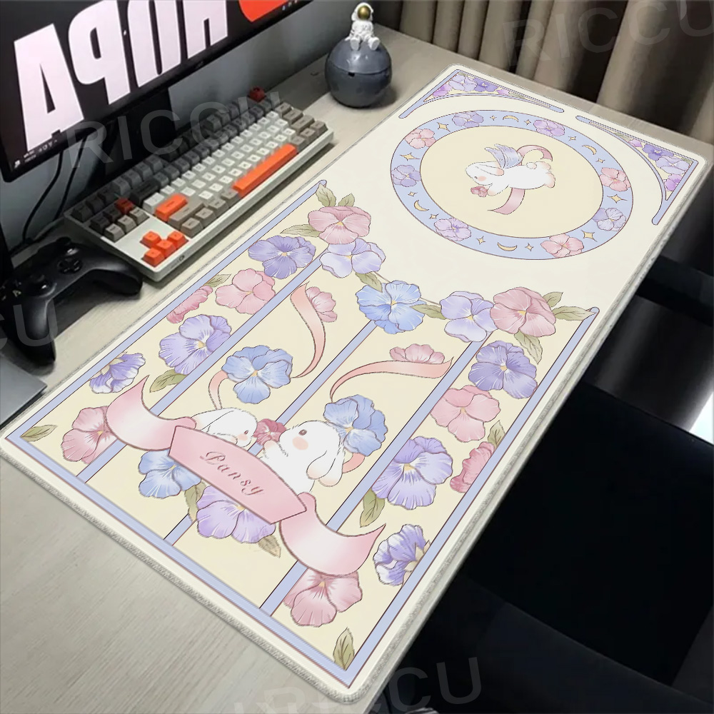 게임용 녹색 식물 꽃 미학 토끼 컴퓨터 마우스 패드,  - Yellow Desk Setup 리뷰 및 가격